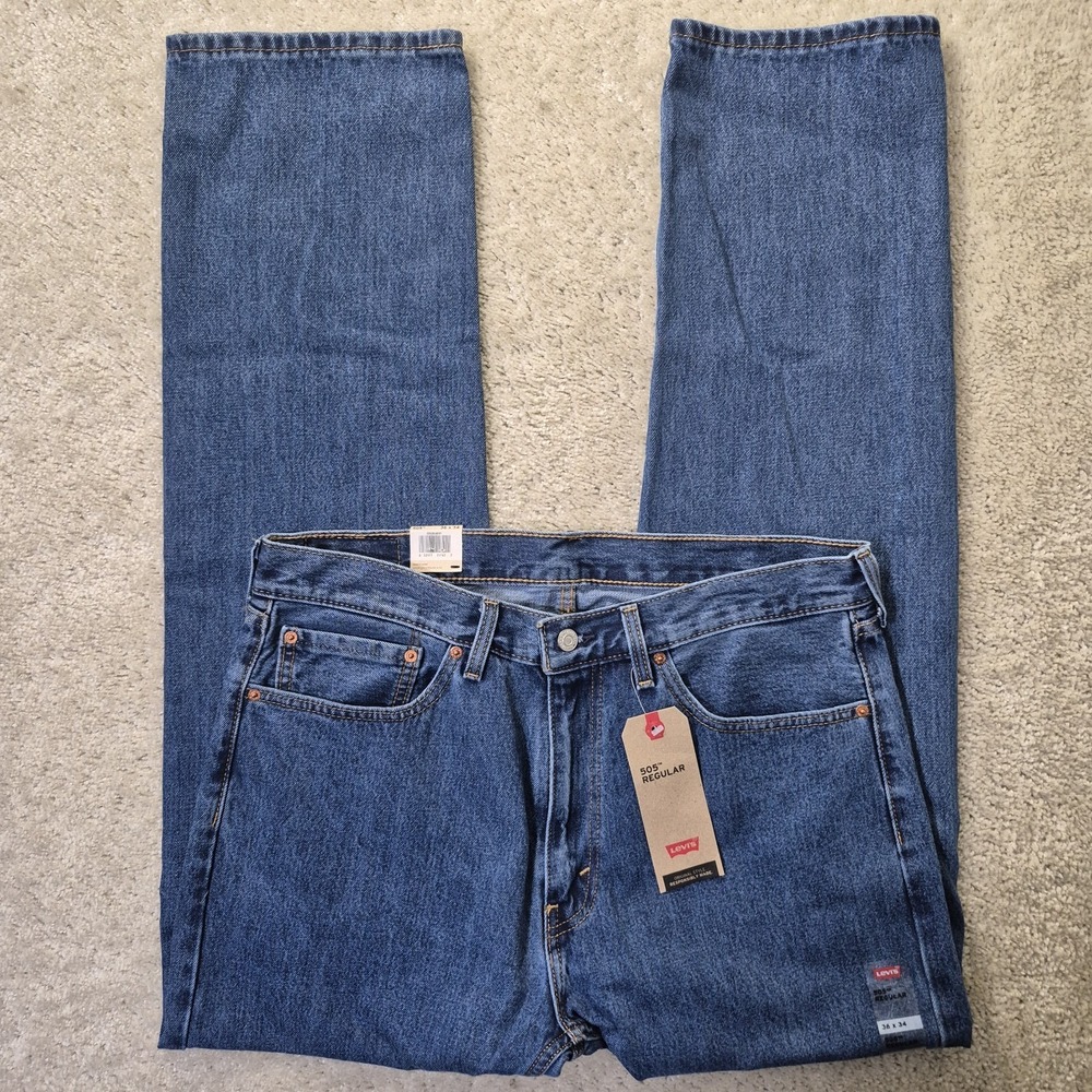 Levis 505 Jeans Mens 36/34 Classic Straight Blue USA Capsule Minimalist Casual